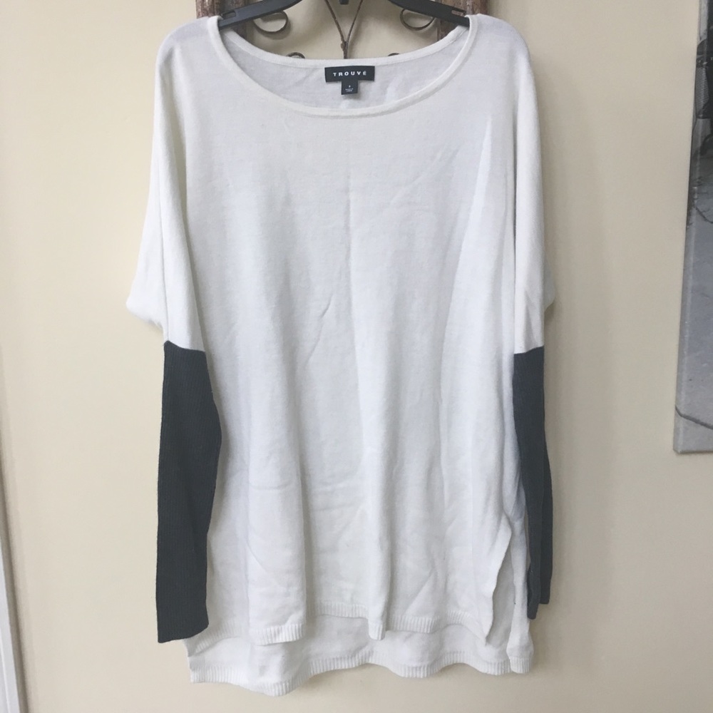Trouve sweater. Cream and dark gray